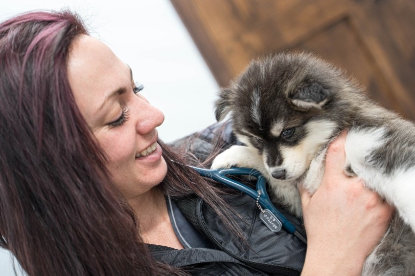 dr. paige wallace holding puppy